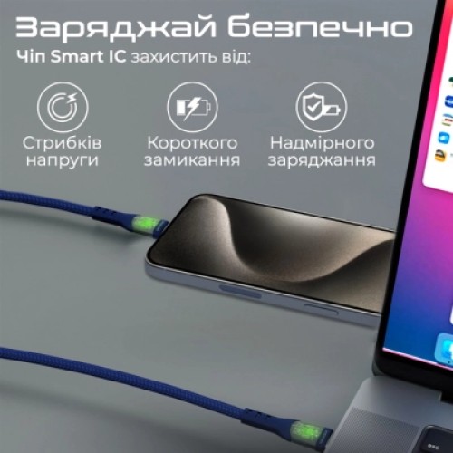 Дата кабель USB-C to USB-C transline-cc200.navy Promate (transline-cc200.navy)
