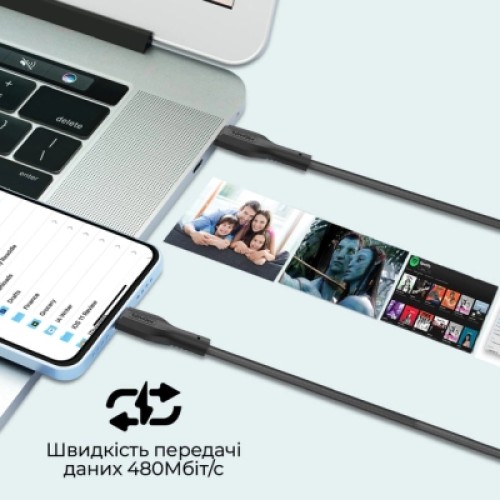 Дата кабель USB-C to Lightning cablekit-ci Promate (cablekit-ci)