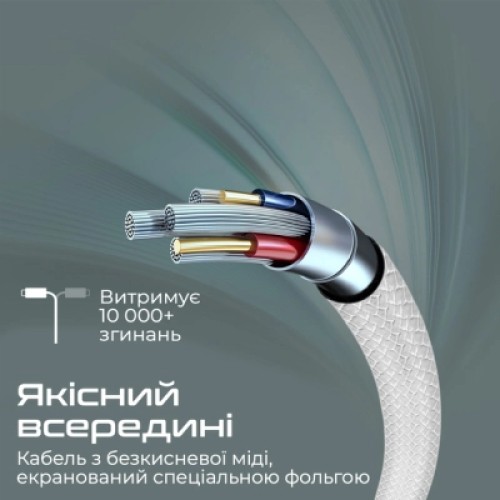 Дата кабель USB 2.0 AM to Type-C xcord-ac.white Promate (xcord-ac.white)