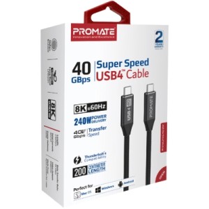 Дата кабель USB-C to USB-C primelinkc40-2m.black Promate (primelinkc40-2m.black)