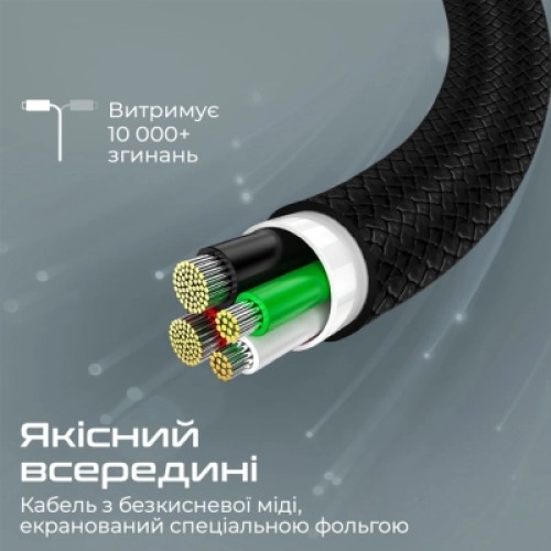 Дата кабель USB-C to USB-C xcord-cc.black Promate (xcord-cc.black)