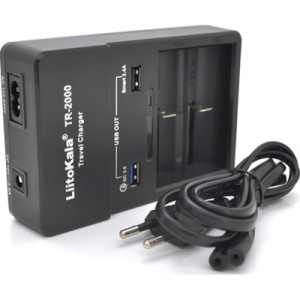 Зарядное устройство для аккумуляторов Liitokala 2 Slots, USB1/QC/3.0, USB2/2.4A, NiMHC(R14)/SC/AA/AAA/17670, Li-ion10440...26650 (Lii-TR2000)
