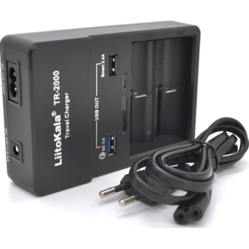 Зарядное устройство для аккумуляторов Liitokala 2 Slots, USB1/QC/3.0, USB2/2.4A, NiMHC(R14)/SC/AA/AAA/17670, Li-ion10440...26650 (Lii-TR2000)