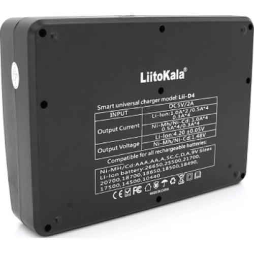 Зарядное устройство для аккумуляторов Liitokala 4 Slots, Ni-MH/Ni-CdAA,AAA,C, Li-ion/IMR32650,21700,18650 (Lii-D4)