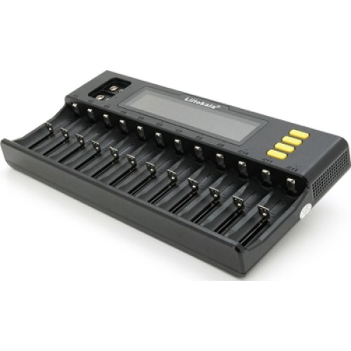 Зарядное устройство для аккумуляторов Liitokala 12 Slots+2, Ni-Mh/Li-ion/LiFePo4/Крона, LED+LCD (Lii-S12)