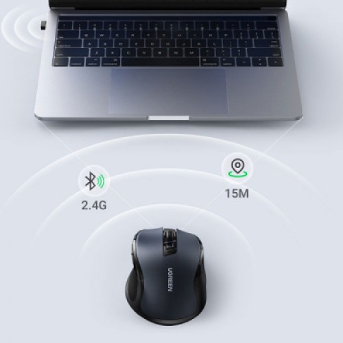 Мышка Ugreen MU006 Ergonomic Wireless Gray/Black (15063)