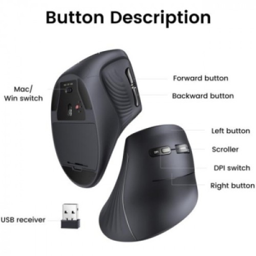 Мышка Ugreen MU008 Vertical Wireless Black (25444)