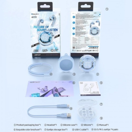 Наушники Acefast T8 Ice Blue (6974316282235)