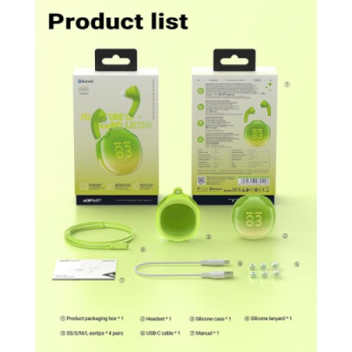 Наушники Acefast T9 Avocado Green (6974316282556)