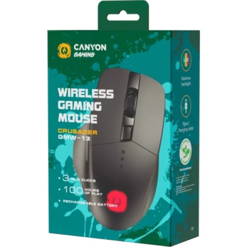Мышка Canyon Crusader GMW-13 RGB Wireless Black (CND-SGMW13)