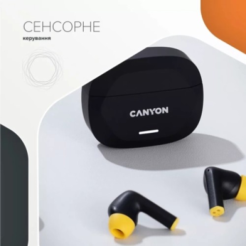 Наушники Canyon Hexagon 7 TWS ANC+ENC Wireless Charge Black/Yellow (CNS-TWS7BY)