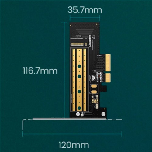 Контроллер Ugreen PCI-E 3.0 for SSD M.2 (NVMe) x4 CM302 (70503)