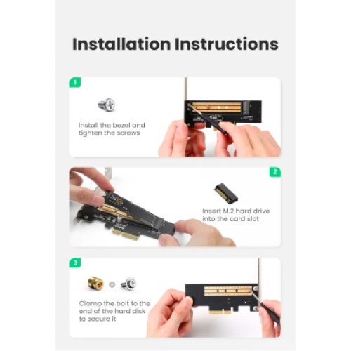 Контроллер Ugreen PCI-E 3.0 for SSD M.2 (NVMe) x4 CM302 (70503)