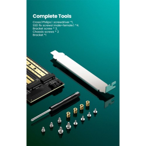Контроллер Ugreen PCI-E 3.0 for SSD M.2 NVMe + M.2 NGFF CM302 (70504)
