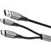 Дата кабель USB 2.0 AM to Micro 5P + Type-C 0.5m Y-Splitter 480Mbps Aluminum Alloy Gray Vention (CQGHD)