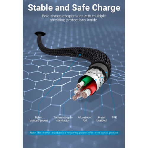 Дата кабель USB 2.0 AM to Lightning 2.0m 2.4A Aluminum Alloy Purple Vention (LABVH)