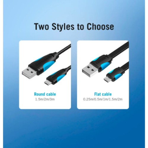 Дата кабель USB 2.0 AM to Micro 5P 2.0m Black Vention (VAS-A08-B200)