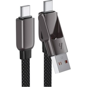 Дата кабель USB-C to USB-C/A 1.2m 3.0A zink alloy C13-04 Black Acefast (6974316282334)