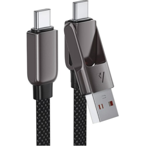 Дата кабель USB-C to USB-C/A 1.2m 3.0A zink alloy C13-04 Black Acefast (6974316282334)