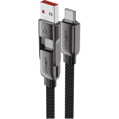 Дата кабель USB-C to USB-C/A 1.2m 3.0A zink alloy C13-04 Black Acefast (6974316282334)