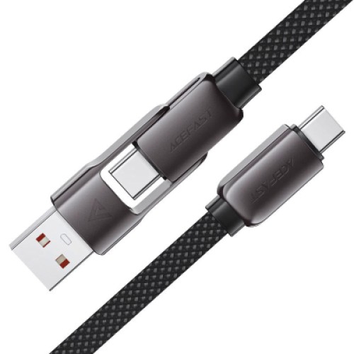 Дата кабель USB-C to USB-C/A 1.2m 3.0A zink alloy C13-04 Black Acefast (6974316282334)