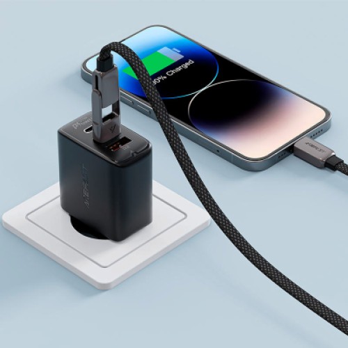 Дата кабель USB-C to USB-C/A 1.2m 3.0A zink alloy C13-04 Black Acefast (6974316282334)