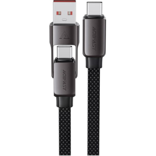 Дата кабель USB-C to USB-C/A 1.2m 3.0A zink alloy C13-04 Black Acefast (6974316282334)