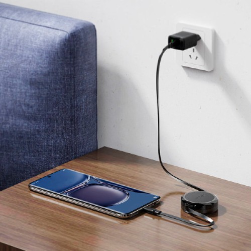 Дата кабель USB-C to USB-C 0.8m 60W dual retraction C13-03 Black Acefast (6974316280132)