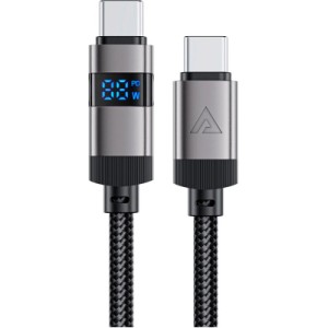 Дата кабель USB-C to USB-C 1.2m 60W digital display C15-03 Black Acefast (6974316283720)