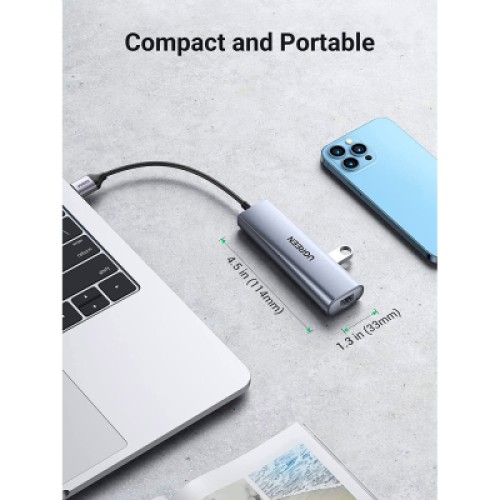 Концентратор Ugreen USB 3.0 to 3xUSB 3.0/RJ45/Micro USB CM266 Gray (60812)
