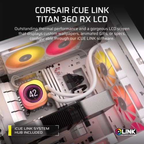 Система жидкостного охлаждения Corsair iCUE LINK TITAN 360 RX LCD White AIO (CW-9061026-WW)