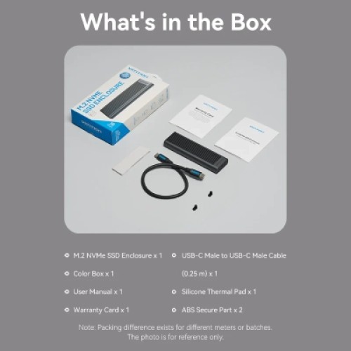 Карман внешний Vention SSD M.2 (NVME) M-key USB Type-C 3.2 10Gbps Heat Sink Aluminum (KPKH0)