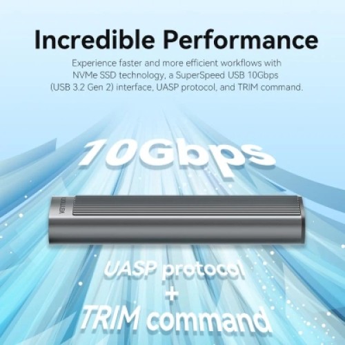Карман внешний Vention SSD M.2 (NVME) M-key USB Type-C 3.2 10Gbps Heat Sink Aluminum (KPKH0)