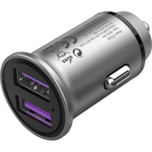 Зарядное устройство Vention 2USB-A 30W QC3.0 Gray Mini Style Aluminium Alloy Type (FFEH0)