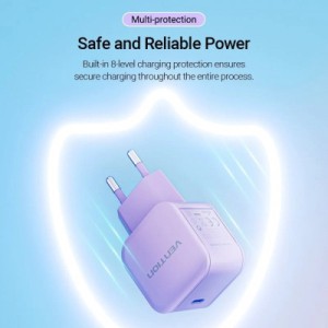 Зарядное устройство Vention 1xUSB-C 20W PD3.0/QC3.0 Purple (FEJV0-EU)