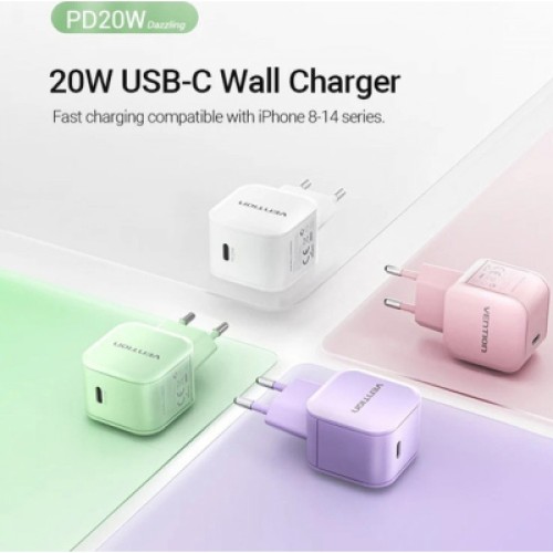 Зарядное устройство Vention 1xUSB-C 20W PD3.0/QC3.0 Purple (FEJV0-EU)