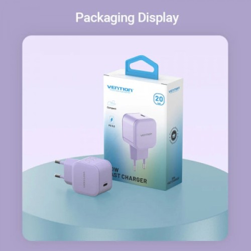 Зарядное устройство Vention 1xUSB-C 20W PD3.0/QC3.0 Purple (FEJV0-EU)