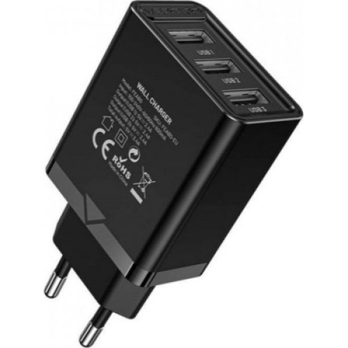 Зарядное устройство Vention 3xUSB A 12W Black (FEAB0-EU)