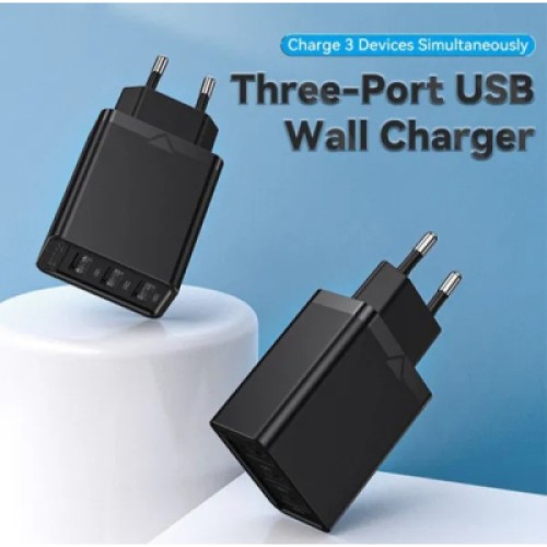 Зарядное устройство Vention 3xUSB A 12W Black (FEAB0-EU)