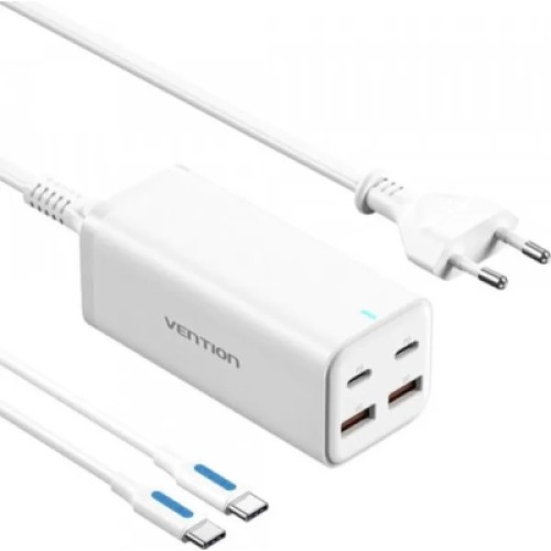 Зарядное устройство Vention 4xUSB 100W (2xUSB-C+2xUSB-A) PD3.0/QC 3.0/GaN White (FBSWG-EU)