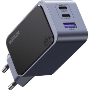 Зарядное устройство Ugreen 3xUSB 65W (2xUSB-C+USB-A) Gan Nexode Fast Charger Grey X553 (35042)