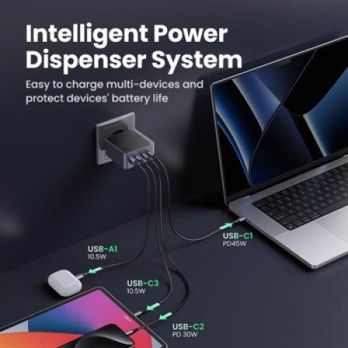 Зарядное устройство Ugreen 4xUSB 100W (3xUSB-C+USB-A) Gan Nexode Fast Charger Grey X553 (35043)