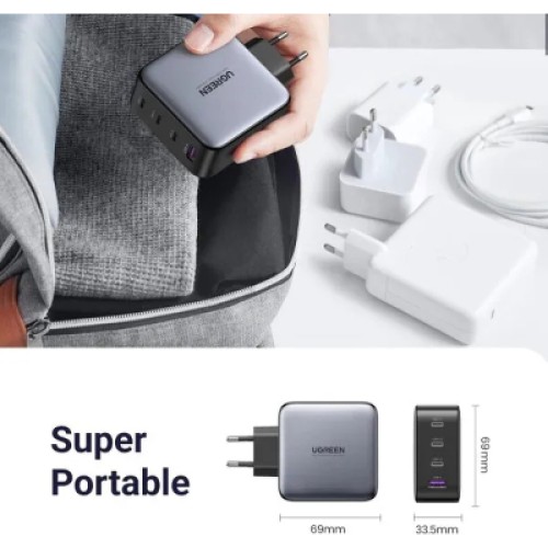 Зарядное устройство Ugreen 4xUSB 100W (3xUSB-C+USB-A) Gan Tech Fast GAN Charger black CD226 (40747)