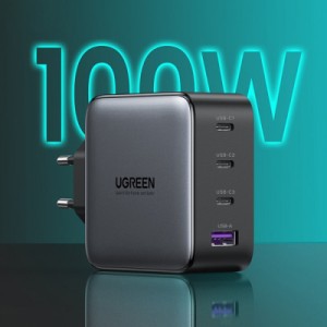 Зарядное устройство Ugreen 4xUSB 100W (3xUSB-C+USB-A) Gan Tech Fast GAN Charger black CD226 (40747)