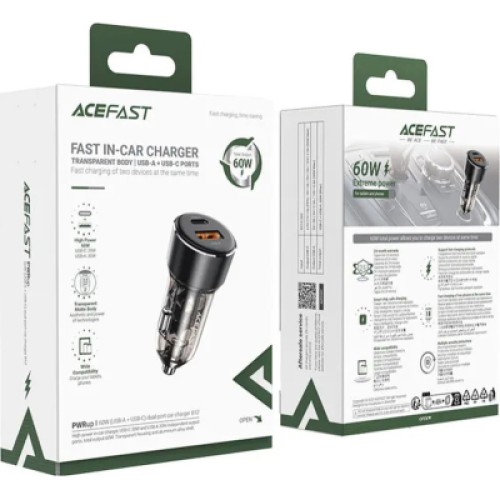 Зарядное устройство Acefast 2xUSB 60W (USB-C + USB-A) B12 (6974316282914)