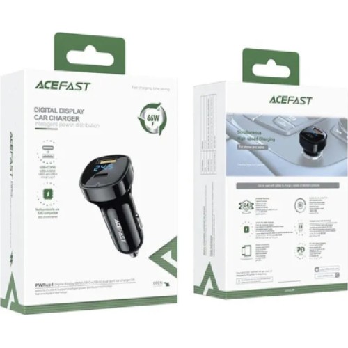 Зарядное устройство Acefast 2xUSB 66W (USB-C + USB-A) B4 with digital display (6974316280392)