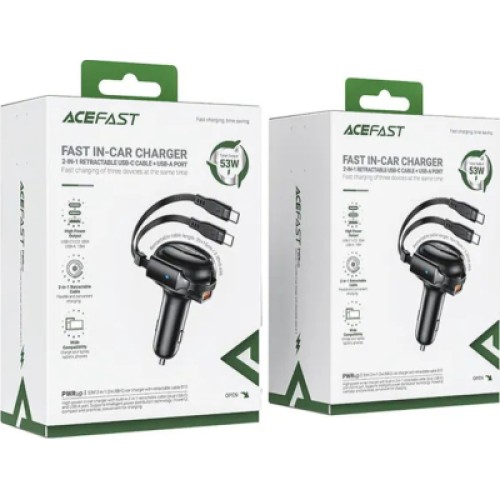 Зарядное устройство Acefast 3xUSB 53W (2xUSB-C+USB-A) + cable USB-C 2in1 B13 (6974316282921)