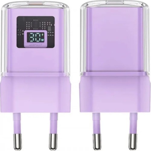 Зарядное устройство Acefast 1xUSB-C 30W Gan A53 Fast Charger alfalfa purple (6974316282365)