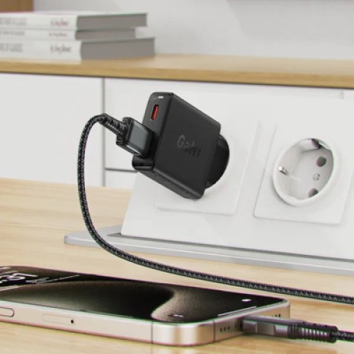 Зарядное устройство Acefast 2xUSB 30W (USB-C+USB-A) Gan A69 ultra-thin Fast Charger Black (6974316282709)