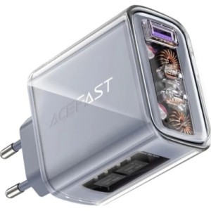 Зарядное устройство Acefast 3xUSB 65W (2xUSB-C+USB-A) Gan A45 Fast Charger Mica gray (6974316282105)